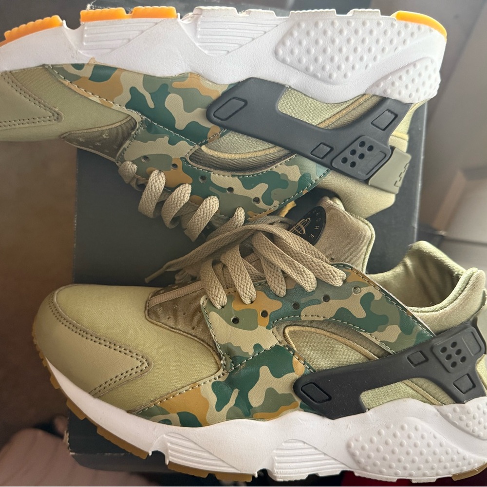Nike Camo Green and Orange Sneakers